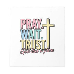 Bete Warte Vertraue Kreuz Christlich Vintage Notizblock