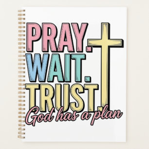 Bete Warte Vertraue Kreuz Christlich Vintage Planer