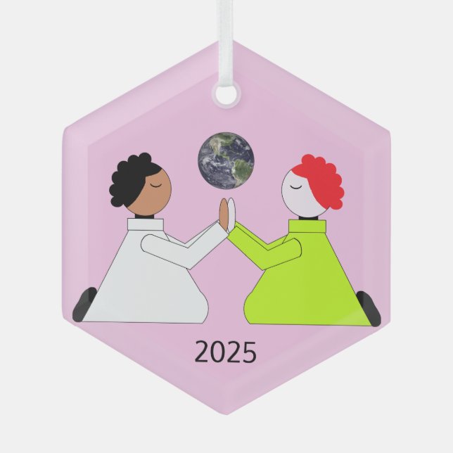 Beten für die Welt: Lavendel Ornament Aus Glas (Vorderseite)