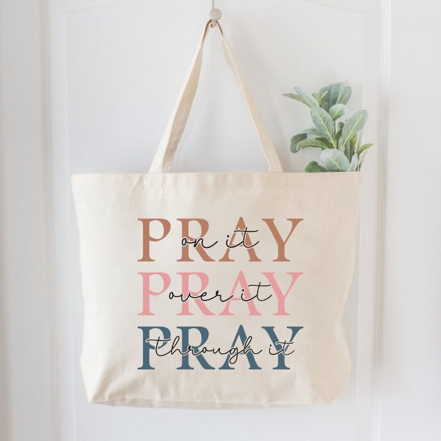 Beten Sie auf sie beten über sie beten durch sie C Jumbo Stoffbeutel (Pray On It Pray Over It Pray Through It Christian Large Tote Bag)