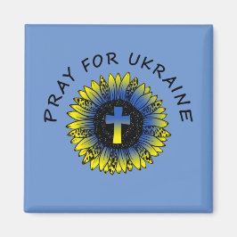 Beten Sie für die Ukraine Sonnenblumen und Kreuz-M Magnet