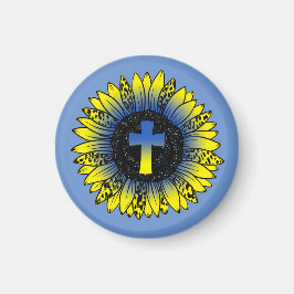 Beten Sie für die Ukraine Sonnenblumen und Kreuz Magnet