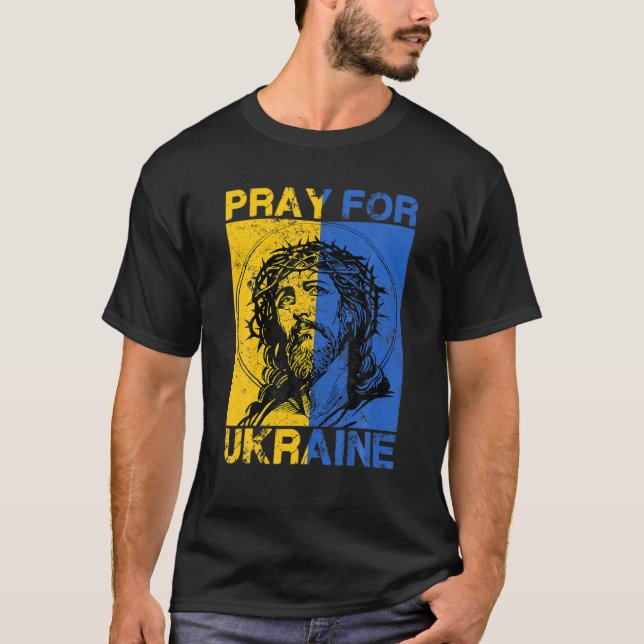 Beten Sie für die Ukraine Unterstützung Ukrainisch T-Shirt (Vorderseite)