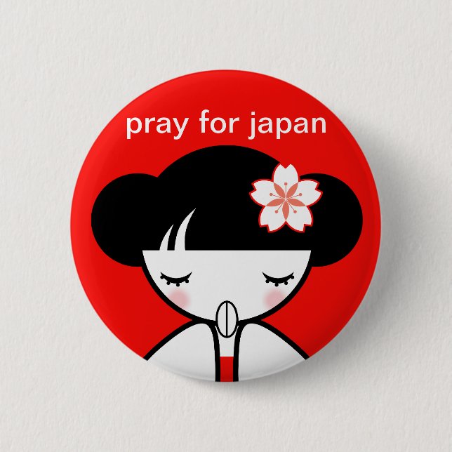 Beten Sie für Puppe Japans Kokeshi Button (Vorderseite)