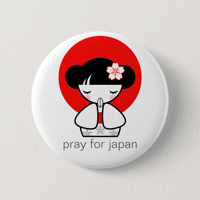 Beten Sie für Puppe Japans Kokeshi Button (Vorderseite)