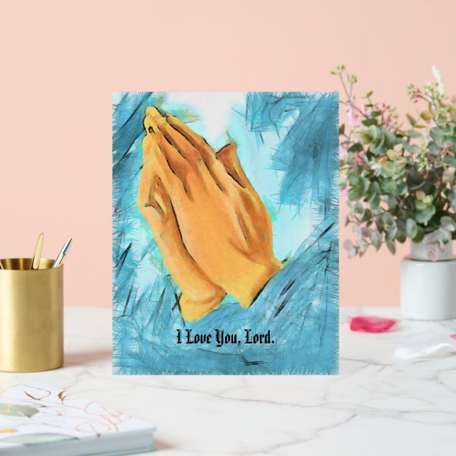 Betende Hände, Ich liebe dich, Herr, Acrylschild (Hochzeit)