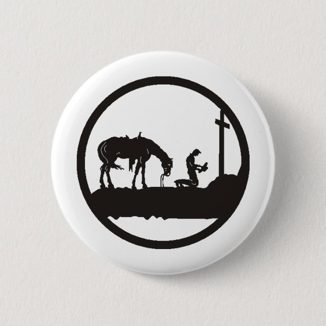 betender Cowboy Button (Vorderseite)