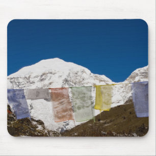 Beterflaggen und Mount Jhomolhari, Bhutan. Mousepad