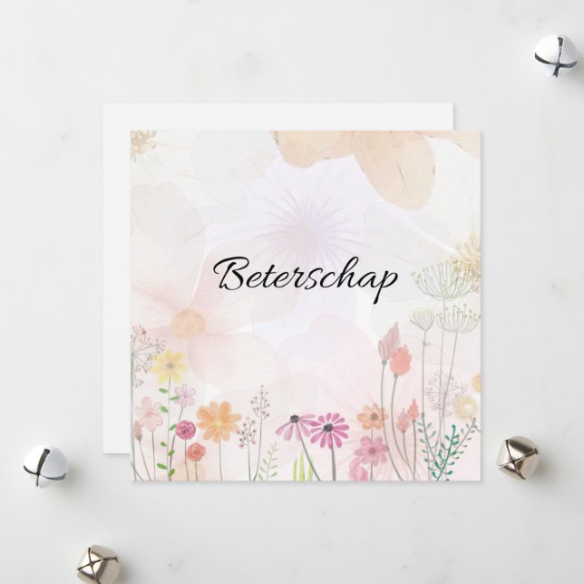 Beterschapskaart met bloemen (vierkant) feiertagskarte (Vorderseite/Rückseite Beispiel)