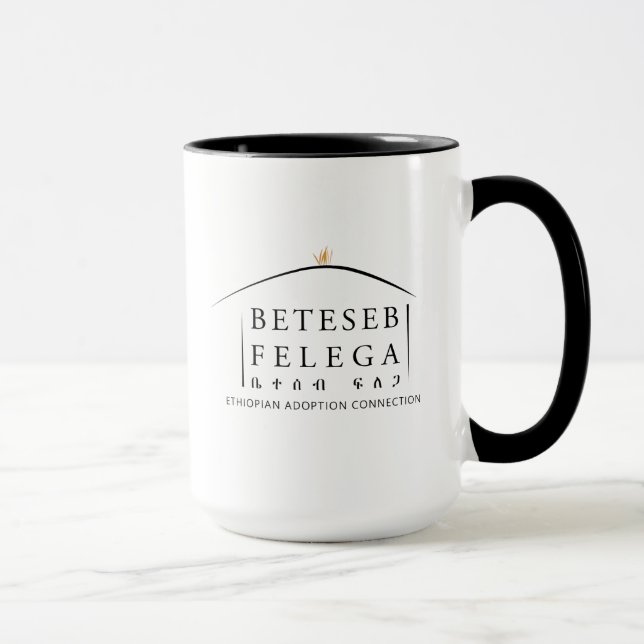Beteseb Felega Logo-Tasse, Schwarzweiß 15 oz Tasse (Rechts)