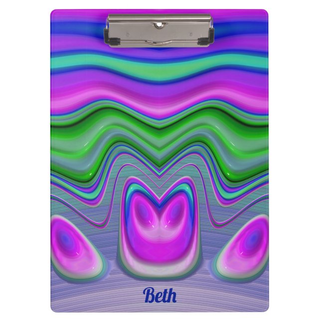 BETH ~ 3D! Rosa, Lila, grün, blau Klemmbrett (Vorderseite)
