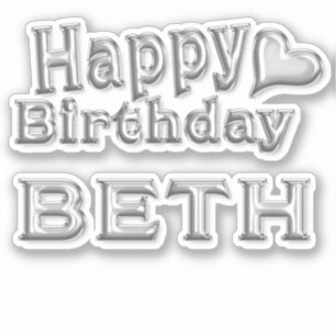 Beth Happy Birthday silver Aufkleber Sticker