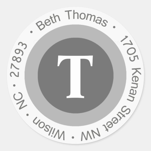 Beth Thomas Round Address Labels Runder Aufkleber (Vorderseite)