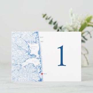 Bethany Beach DE Map Blue Wedding Tischnummern