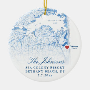 Bethany Beach DE Map Navy Hochzeitsfest Foto Weihn Keramik Ornament