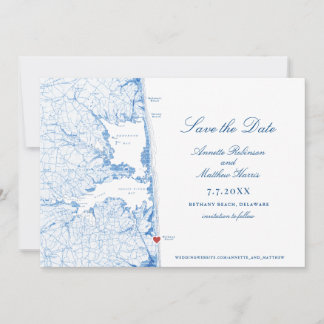 Bethany Beach Delaware Karte Elegant Blue Wedding