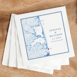 Bethany Beach Delaware Karte Elegante Marine Hochz Serviette
