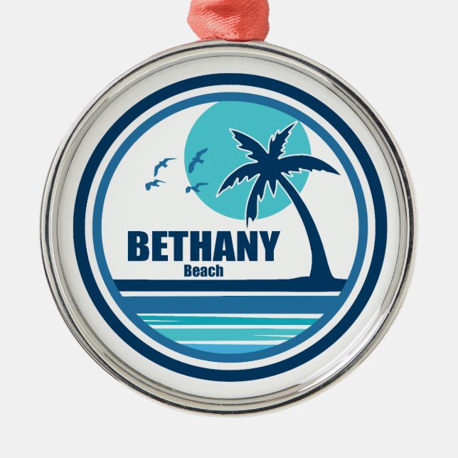 Bethany Beach Delaware Palm Tree Birds Ornament Aus Metall (Vorne)
