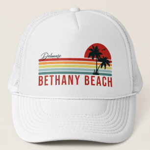 Bethany Beach Delaware Palmen Retro-Sonnenuntergan Truckerkappe