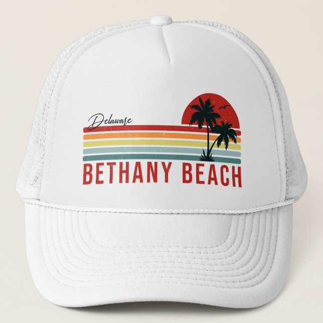 Bethany Beach Delaware Palmen Tree Retro Sunset 60 Truckerkappe (Vorderseite)