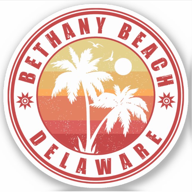 Bethany Beach Delaware Palmen Vintager 80er Aufkleber (Vorderseite)