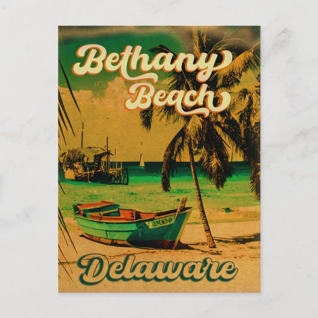 Bethany Beach Delaware Palmen Vintager 80er Postkarte (Vorderseite)