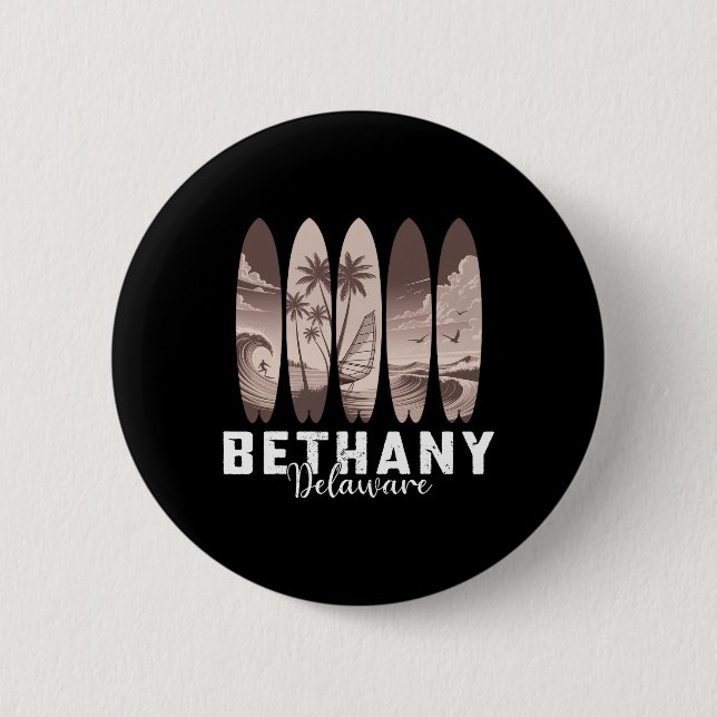 Bethany Beach Delaware Surfbrett Männer Frauen Sur Button (Vorderseite)