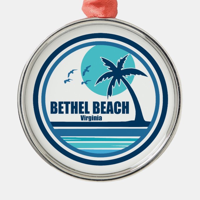 Bethel Beach Virginia Palm Tree Birds Ornament Aus Metall (Vorne)