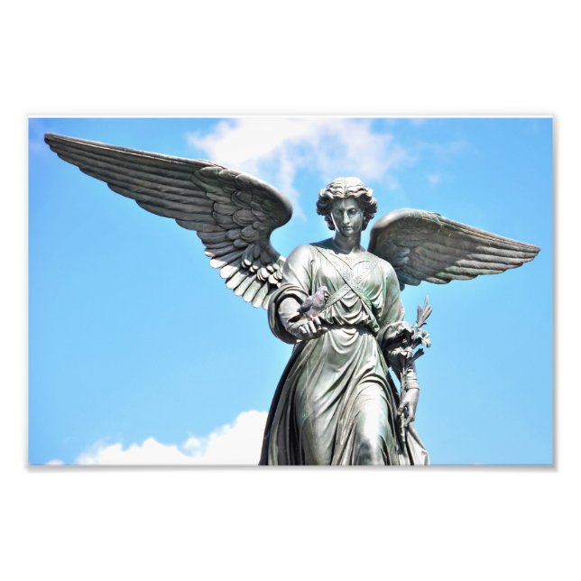 Bethesda Fountain Statue im Central Park, NY Fotodruck (Vorne)