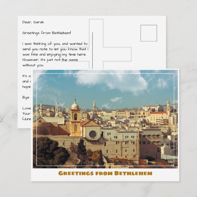 Bethlehem mit Skyline Postkarte (Vorne/Hinten)