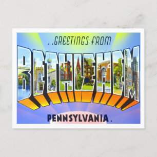 Bethlehem, Pennsylvania Vintag Big Letters Postkarte