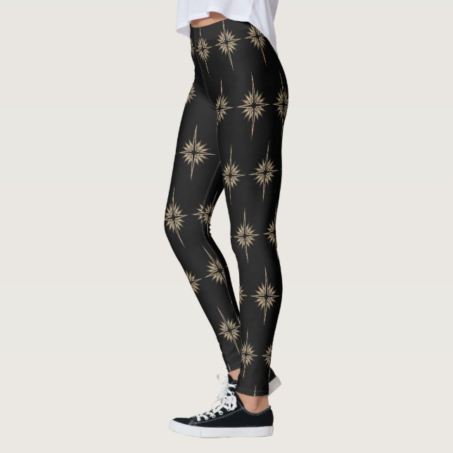 BETHLEHEM STAR Weihnachtskrippe Muster Schwarz Leggings (Links)
