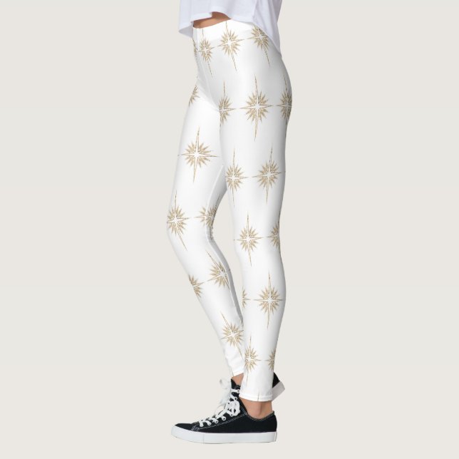 BETHLEHEM STAR Weihnachtskrippen Muster Weiß Leggings (Links)