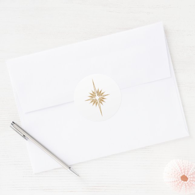 Bethlehem-Stern-Weihnachts-Eleganz Runder Aufkleber (Umschlag)