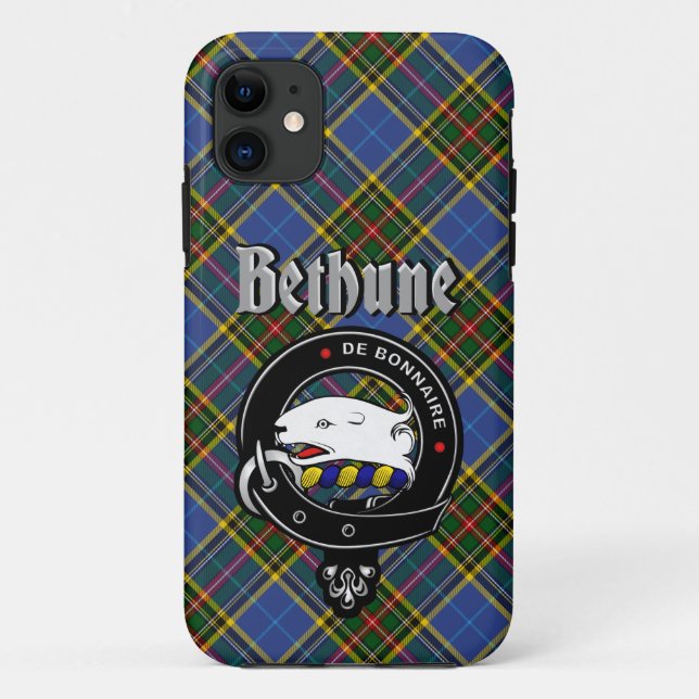 Bethune Clan Abzeichen & Tartan Phone Case (Rückseite)