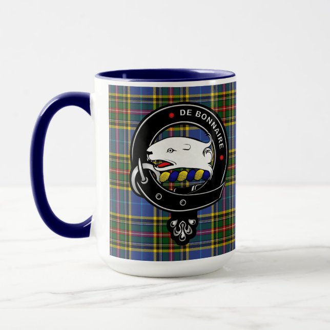 Bethune Clan Abzeichen & Tartan Tasse (Links)