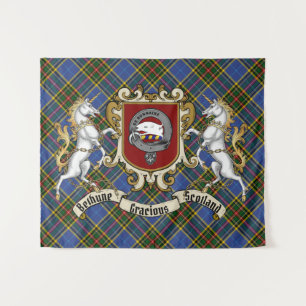 Bethune Clan Abzeichen & Unicorns w/Tartan Wandteppich