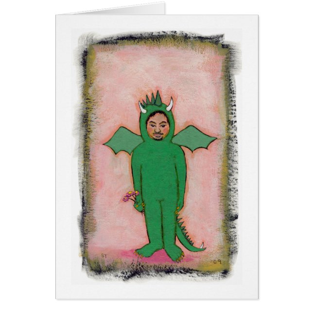 Betitelt:  Der Typ im Drache-Anzug - Spaßkunst (Vorne)