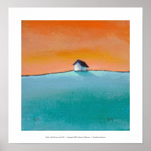 Betitelt: Wenig Haus auf dem Hügel - Poster