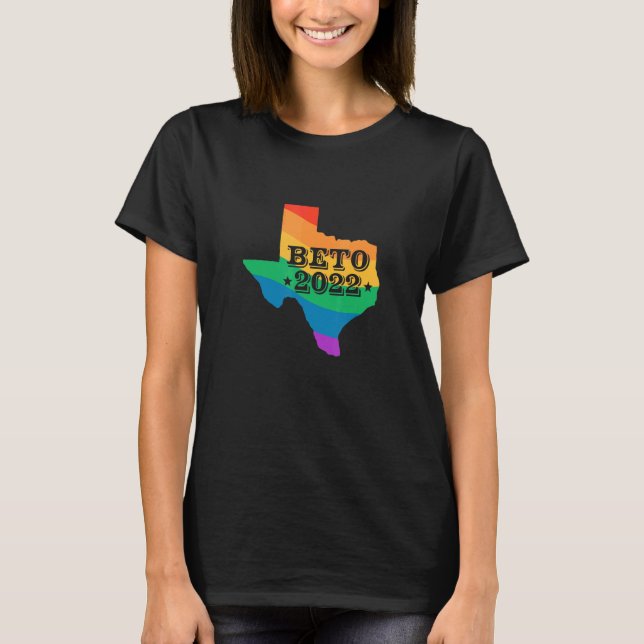 Beto 2022 LGBT Rainbow Texas Karte Beto Orourke El T-Shirt (Vorderseite)