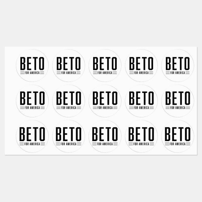 Beto for America Medium Circle Waterproof Label Etiketten (Blatt)
