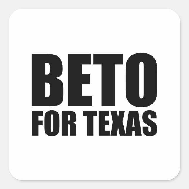 Beto Für Texas weiß und schwarz modern Quadratischer Aufkleber (Vorderseite)