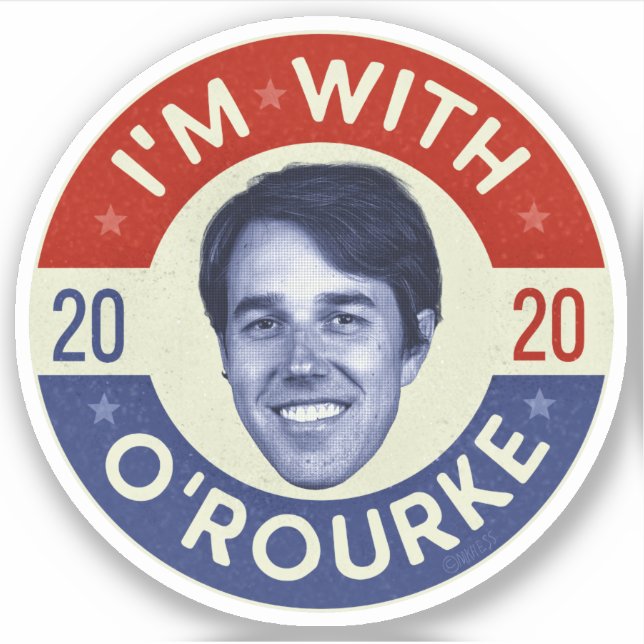 Beto O'Rourke Präsident 2020 Foto Retro Aufkleber (Vorderseite)