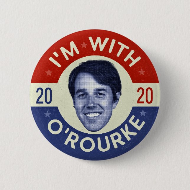 Beto O'Rourke Präsident 2020 Foto Retro Button (Vorderseite)