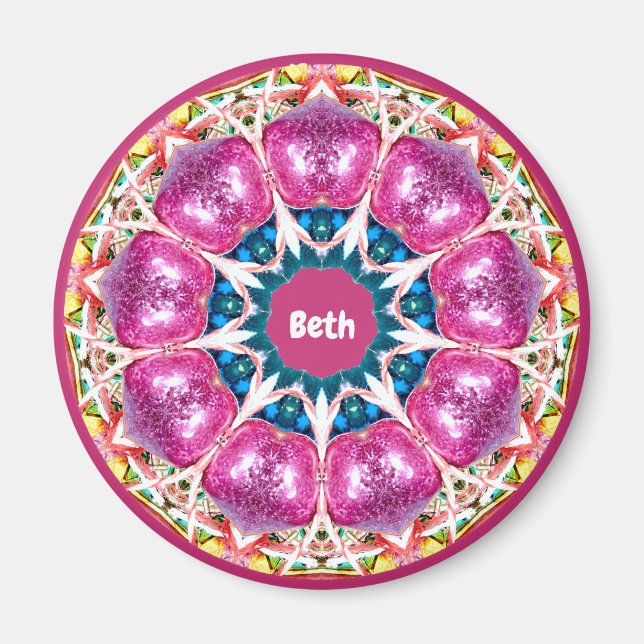 BETO ~ Personalisiert rosa 3D Muster Fraktal ~ Magnet (Vorne)