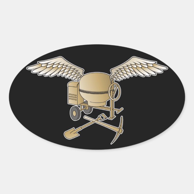 Betonmischer beige ovaler aufkleber (Vorderseite)