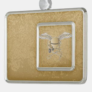 Betonmischer beige Rahmen-Ornament silber