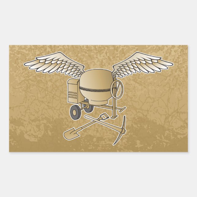 Betonmischer beige rechteckiger aufkleber (Vorderseite)