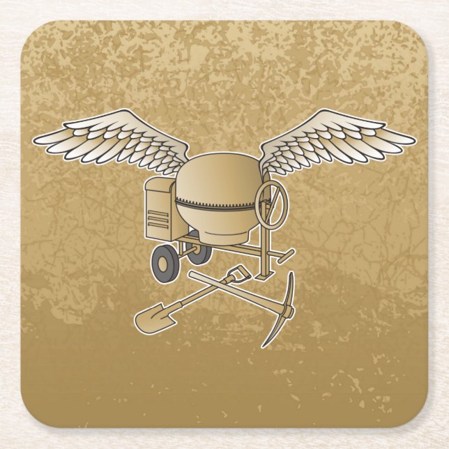 Betonmischer beige rechteckiger pappuntersetzer (Vorderseite)