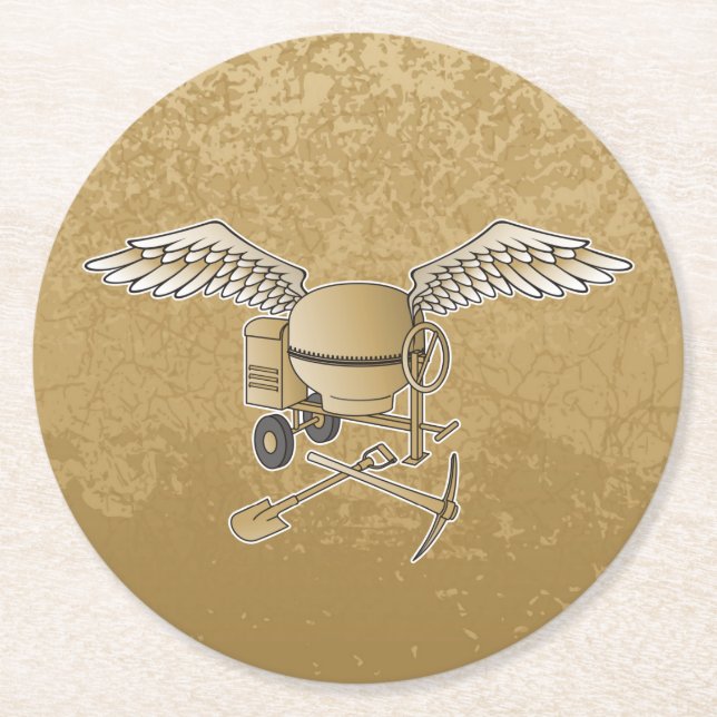 Betonmischer beige runder pappuntersetzer (Vorderseite)